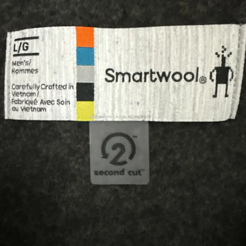 Smartwool Mens Large Fleece Vest Winter Moss Gray Merino Wool Second Cut NWT